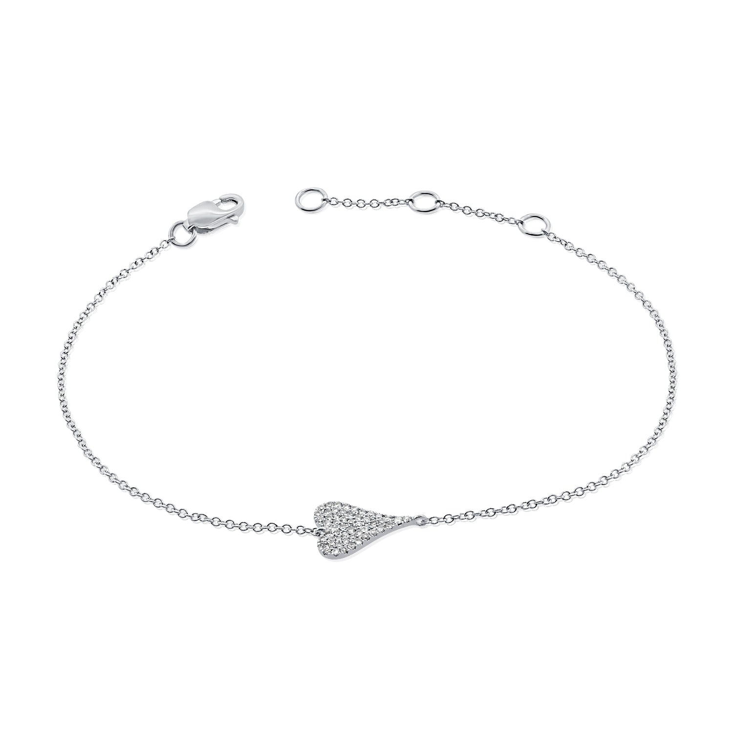 Small Elongated Pave Heart Bracelet