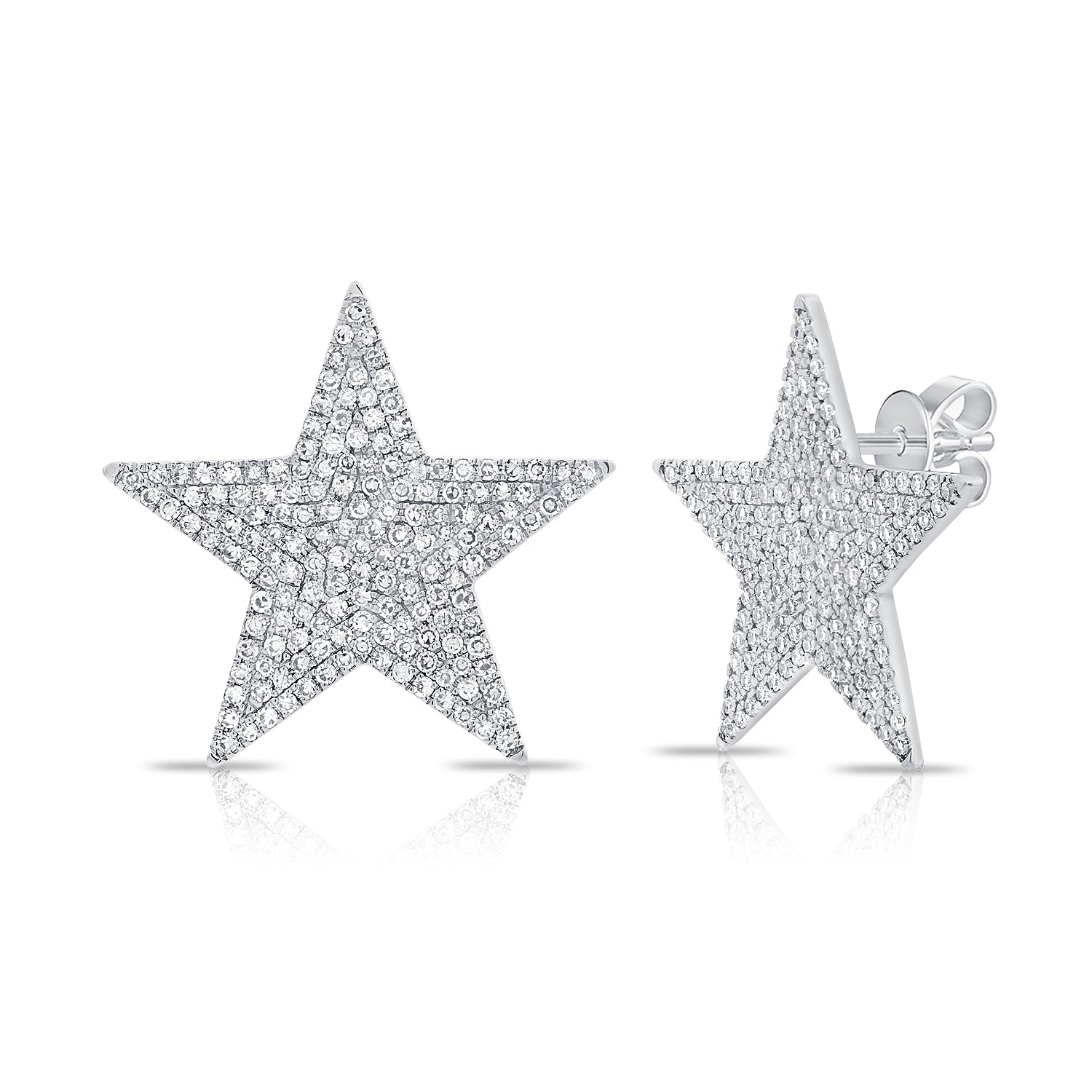 Large Diamond Star Stud Earrings