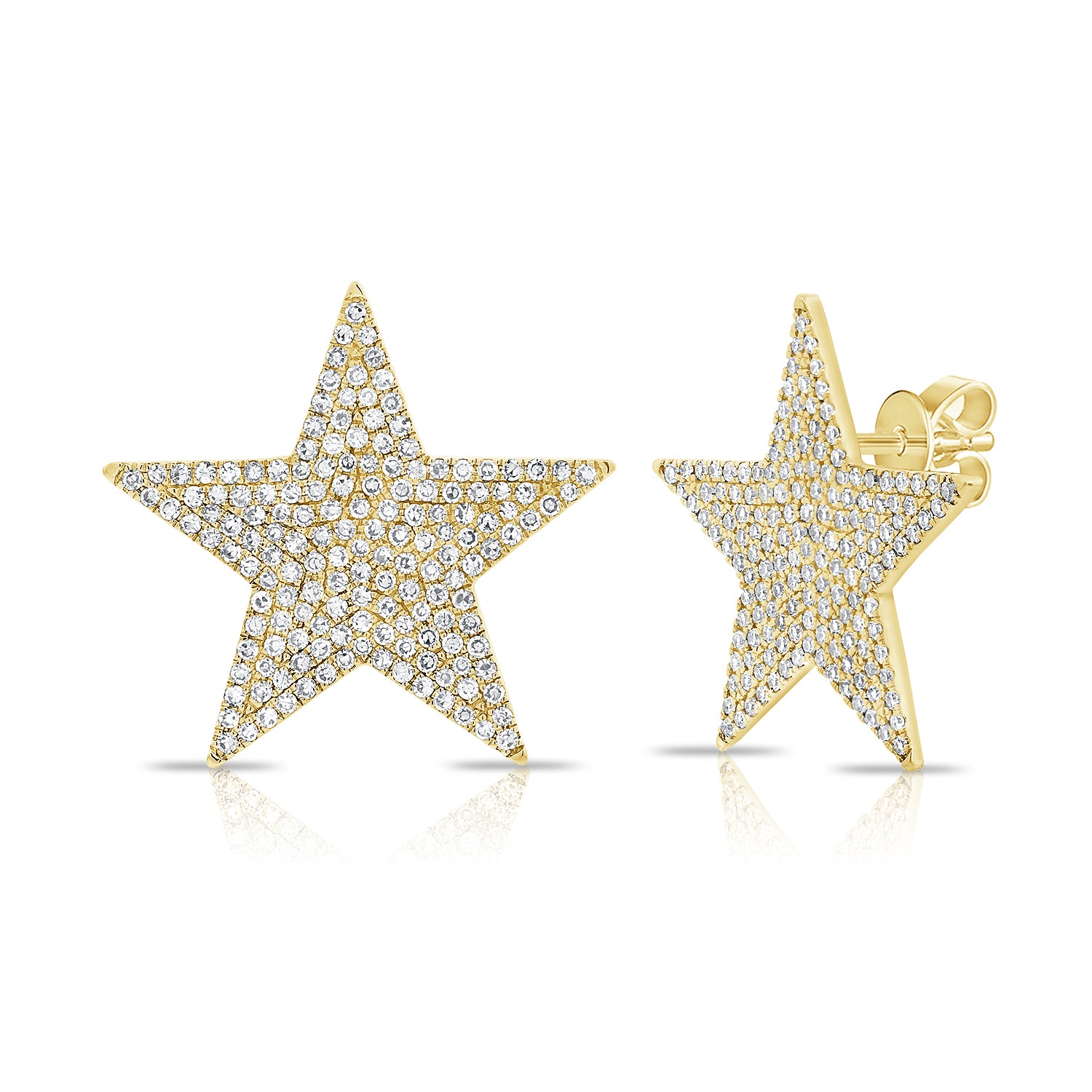 Large Diamond Star Stud Earrings