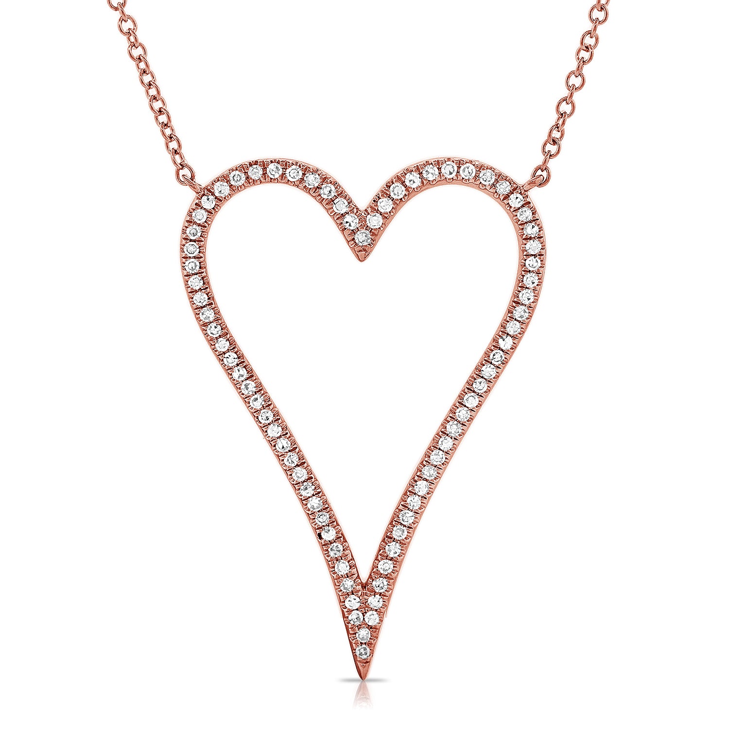 Jumbo Pave Outline Elongated Heart Necklace 770 Fine Jewelry