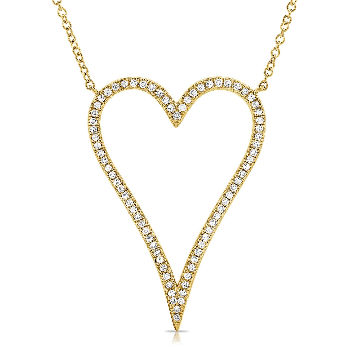 Jumbo Pave Outline Elongated Heart Necklace