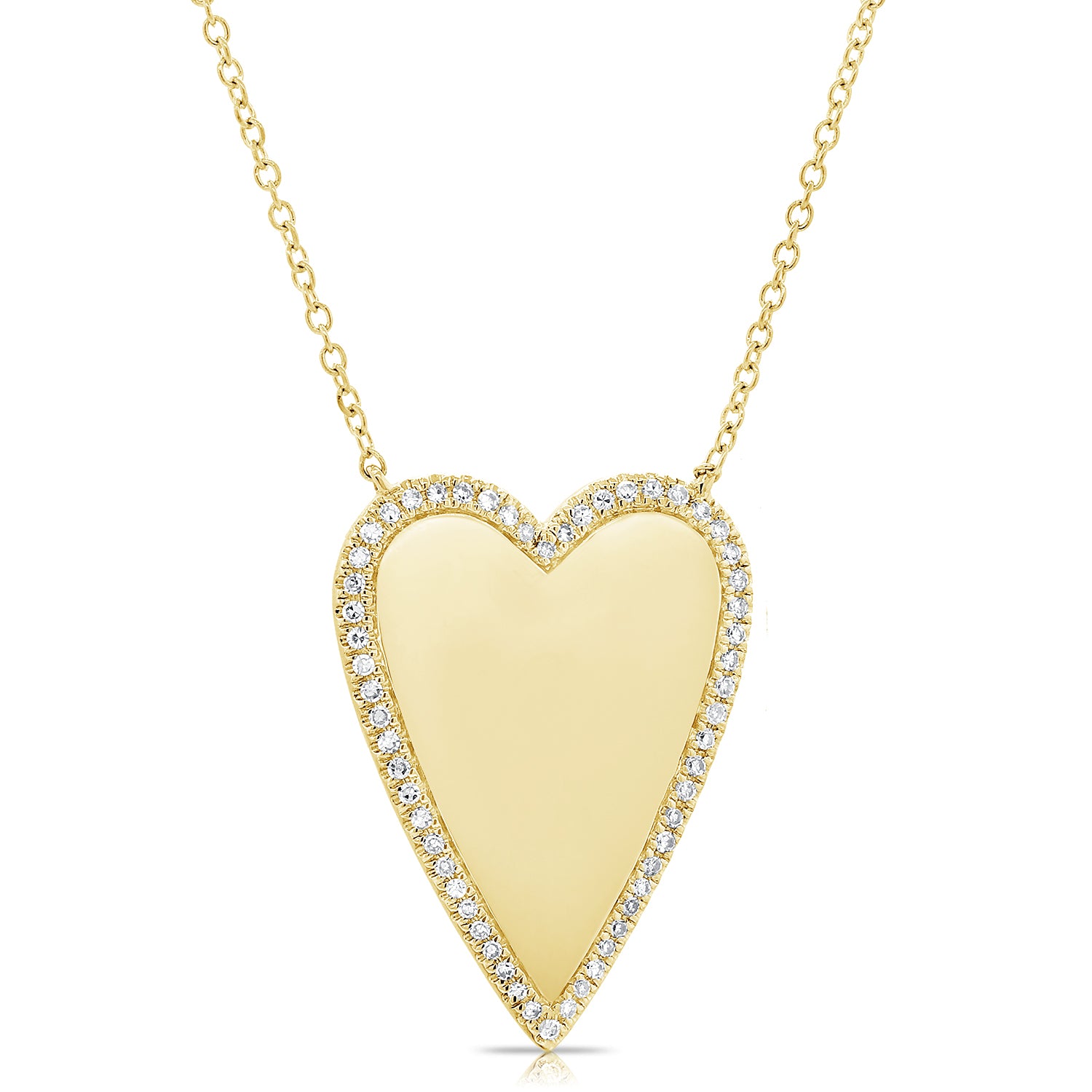 Jumbo Gold Heart Necklace with Pave Outline