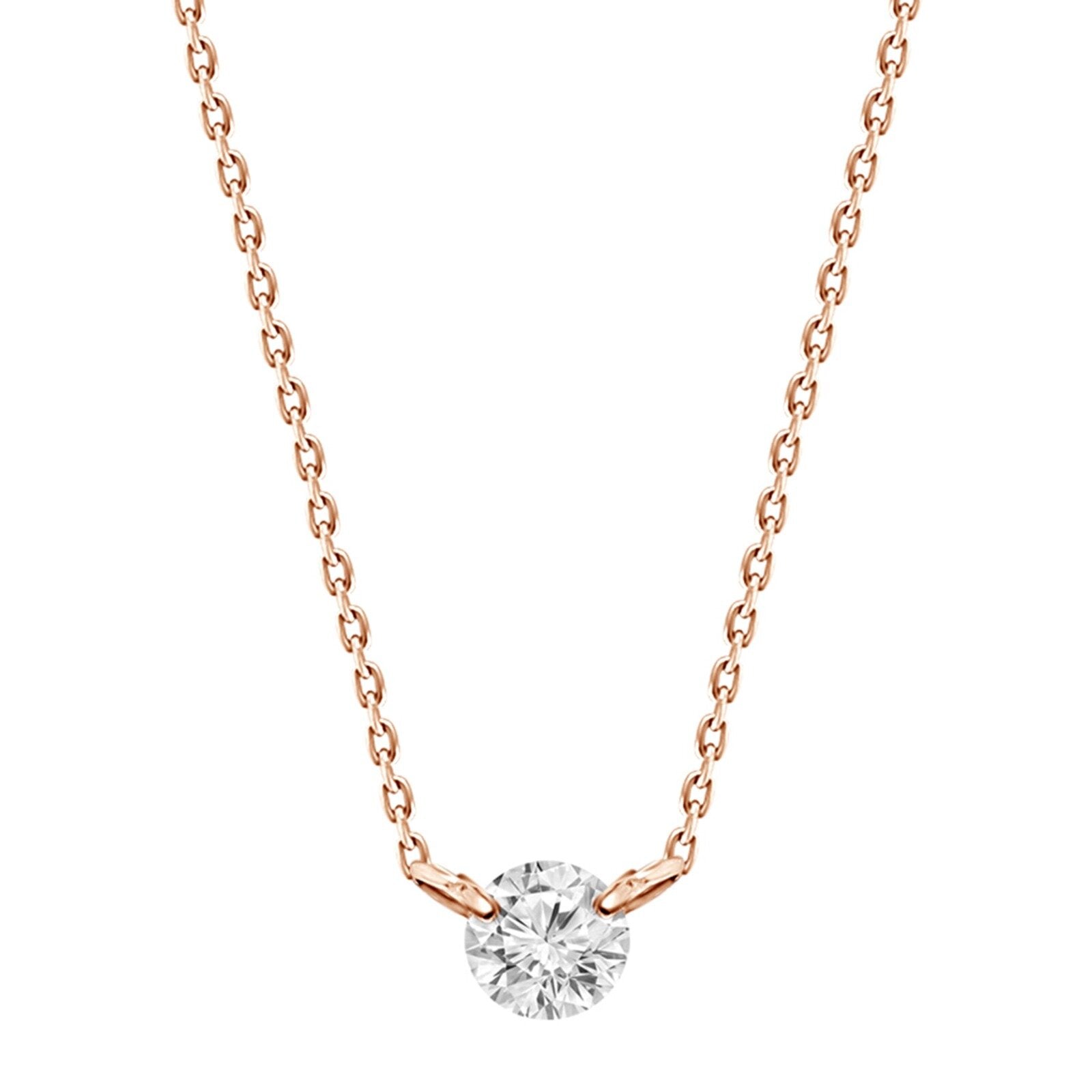 Floating Diamond Solitaire Necklace Yellow Gold 2024 | favors.com