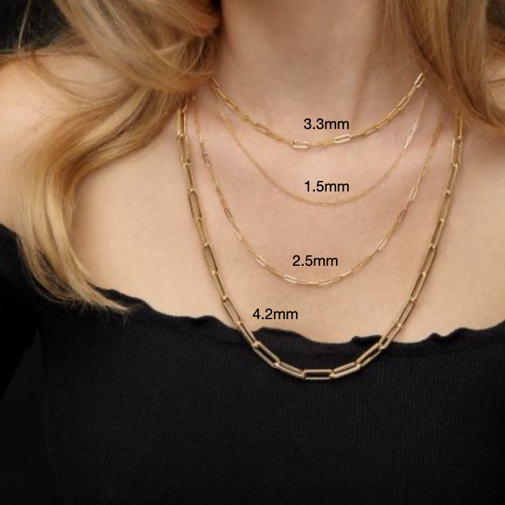 14k 3.3MM Paper Clip Necklace