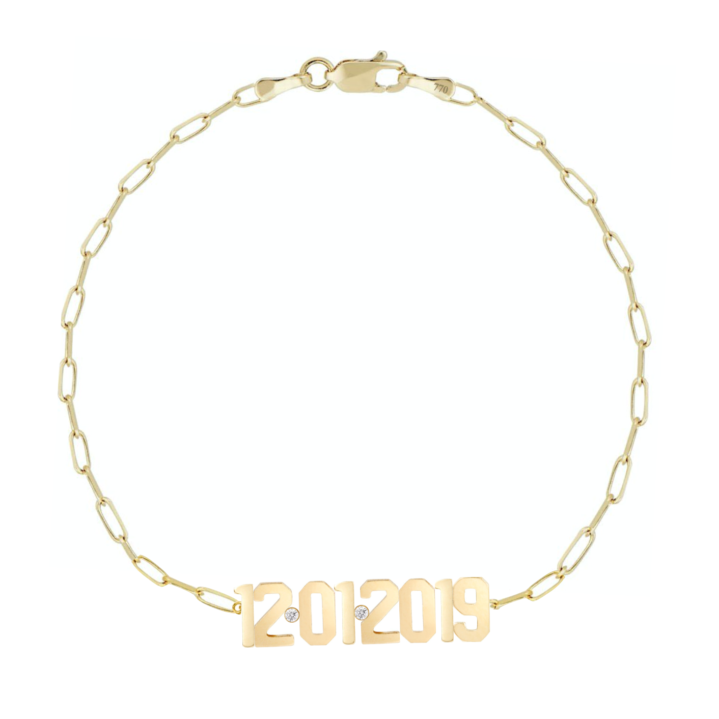 Custom Date on Thin PaperClip Bracelet