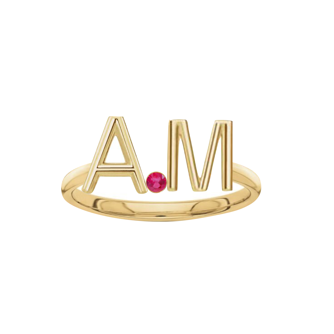Solid Initials and Bezels Ring