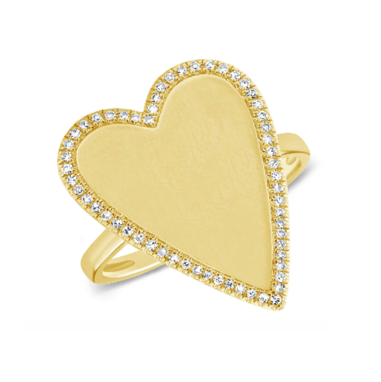 Jumbo Pave Outline Solid Gold Heart Ring