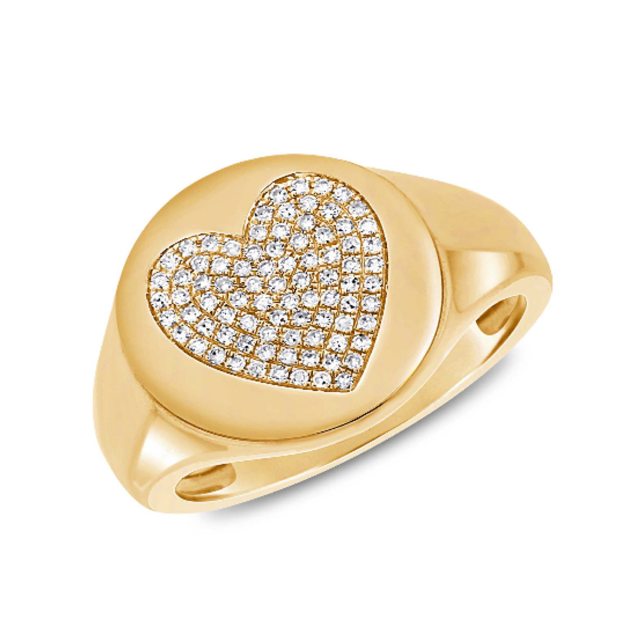 Pave Heart Signet Ring