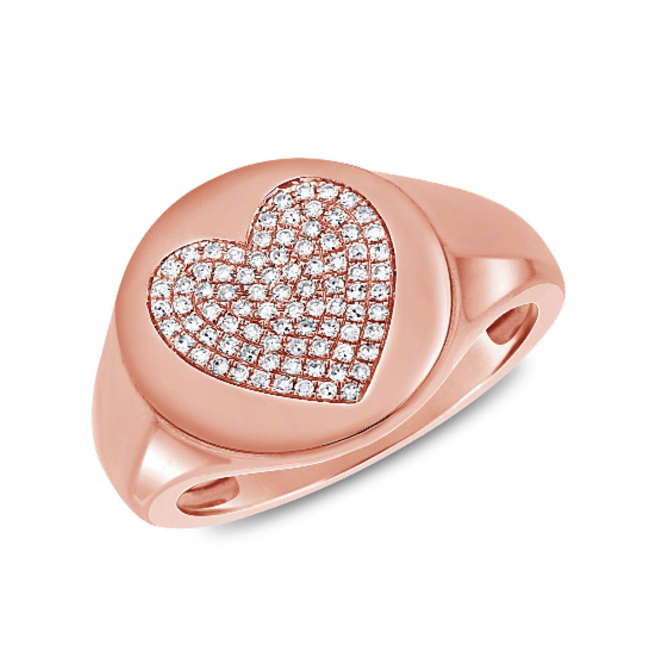 Pave Heart Signet Ring