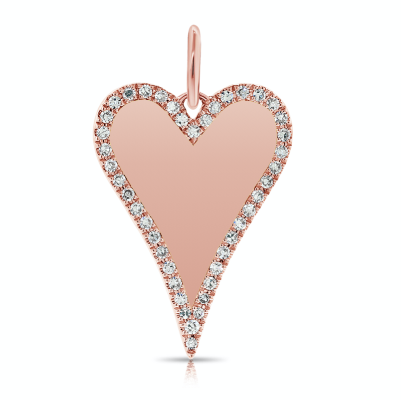 Custom Elongated Pave Outline Heart Charm