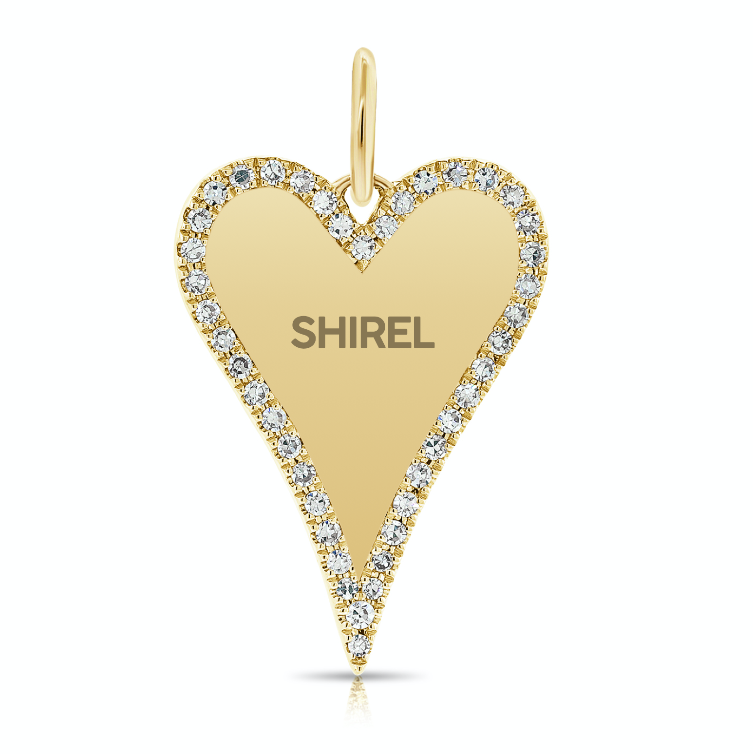 Custom Elongated Pave Outline Heart Charm