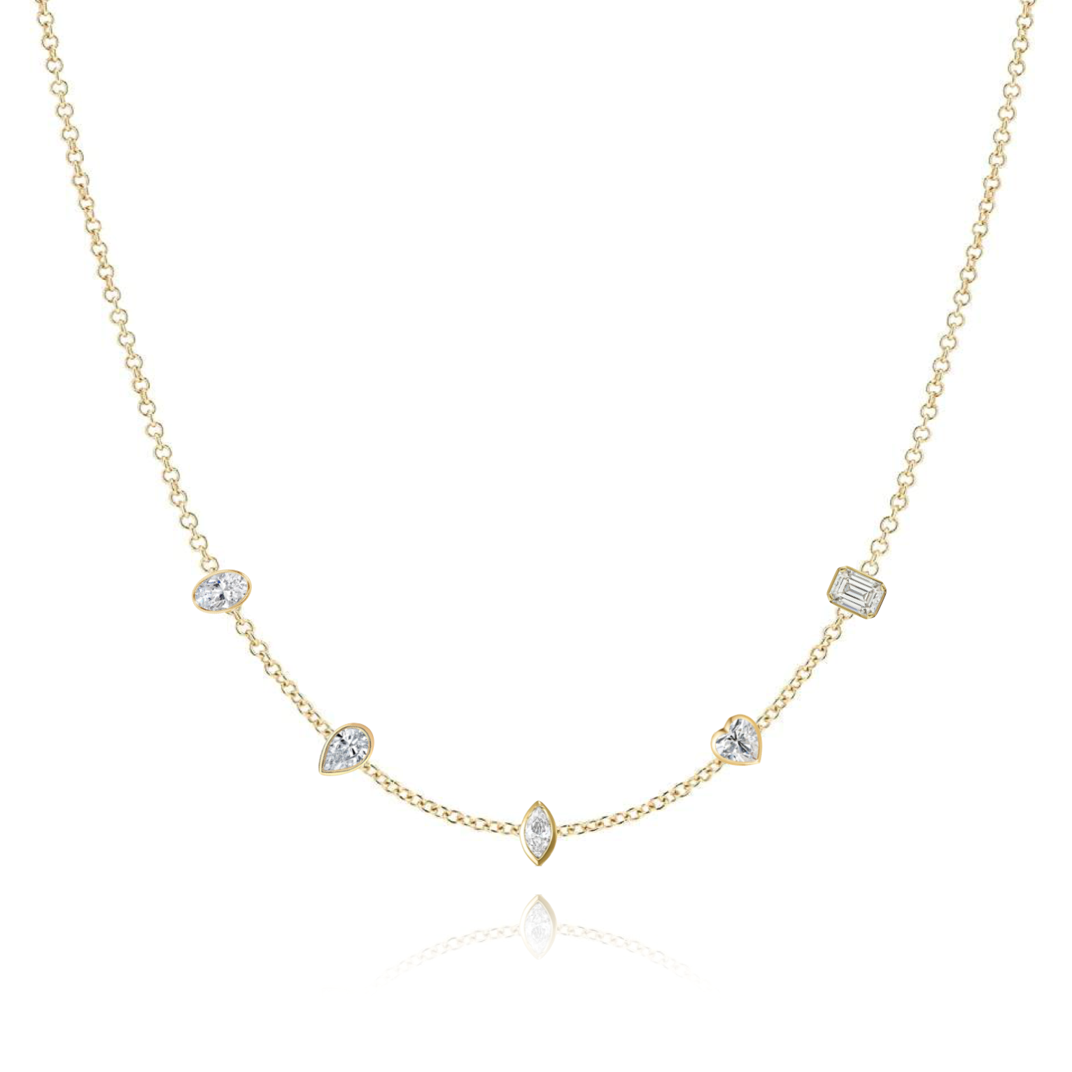 Mixed Shapes Diamond By the Yard Necklace