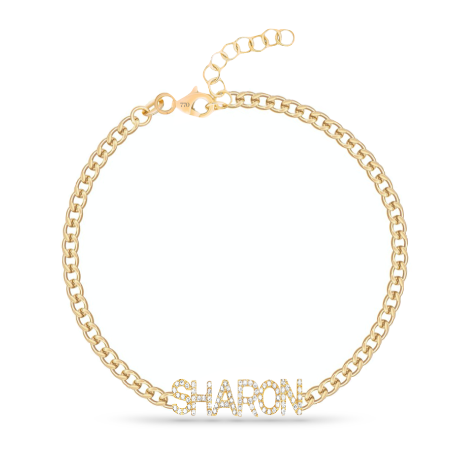 Custom Cuban Link Diamond Name Bracelet