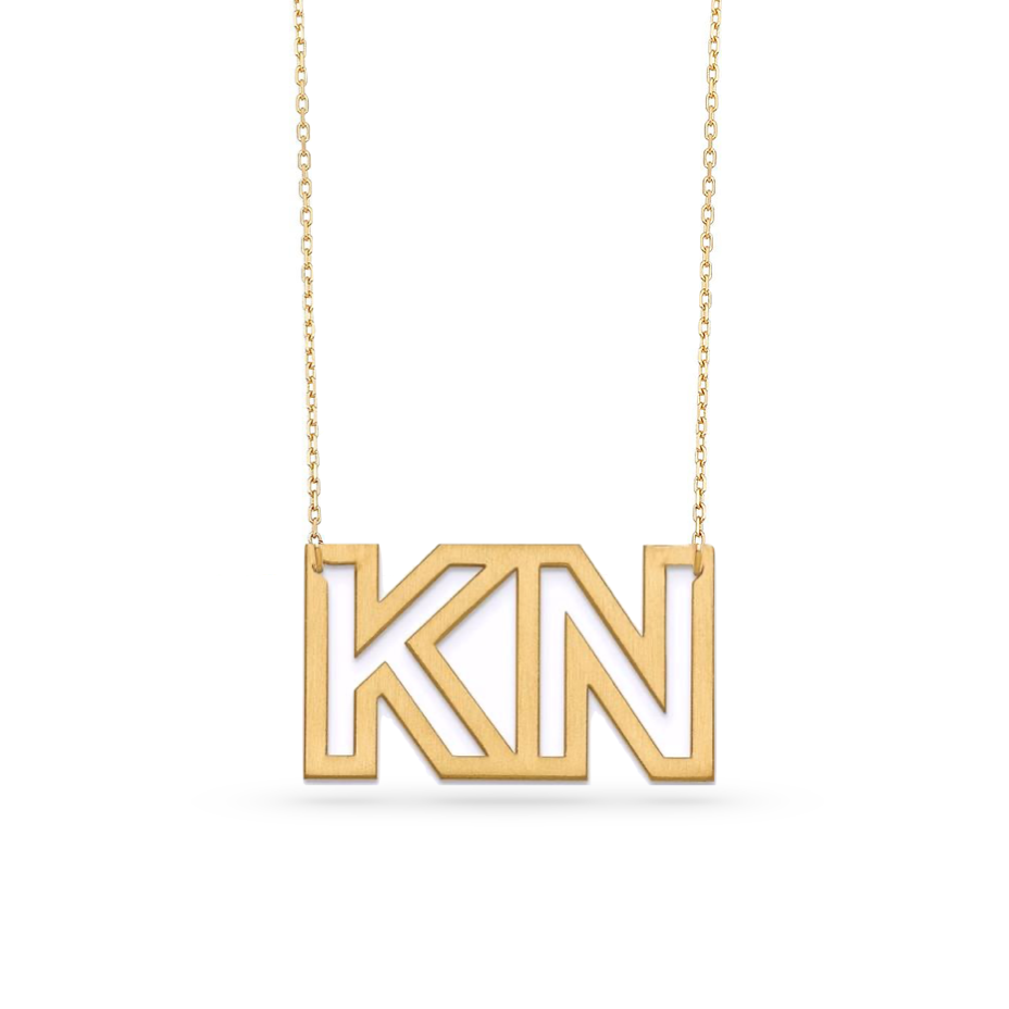 Jumbo Cutout Block Initials Necklace