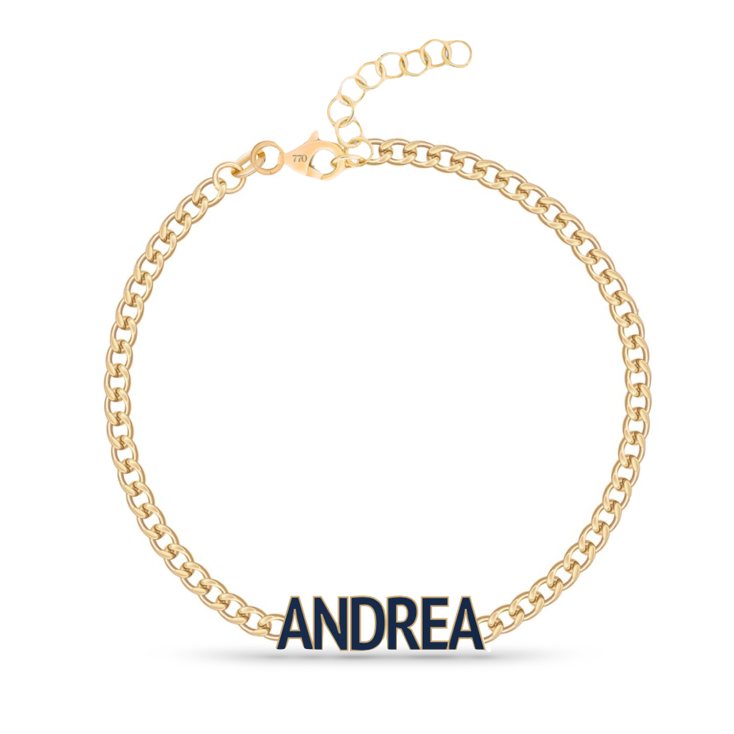 Custom Enamel Cuban Link Name Bracelet