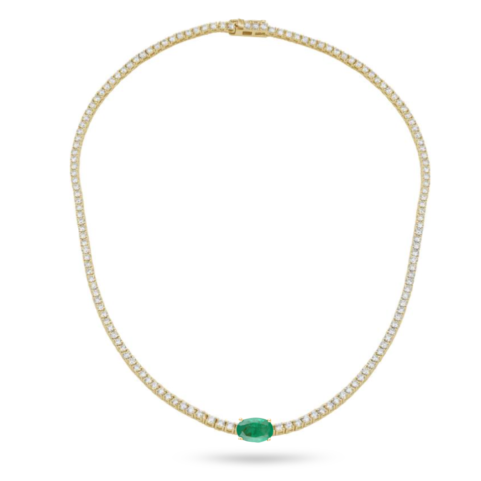Statement Emerald Tennis Necklace