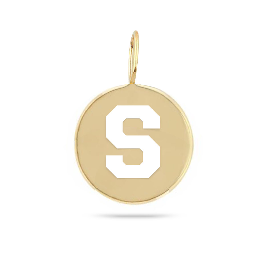 Varsity Cutout Initial Disc Charm