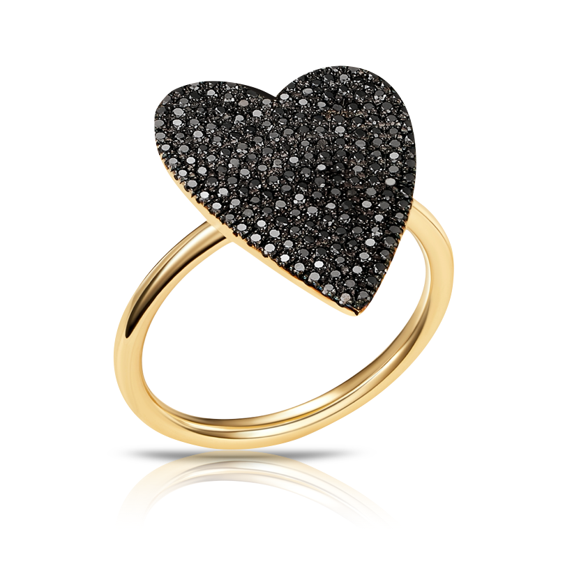 Jumbo Black Diamond Pave Heart Ring