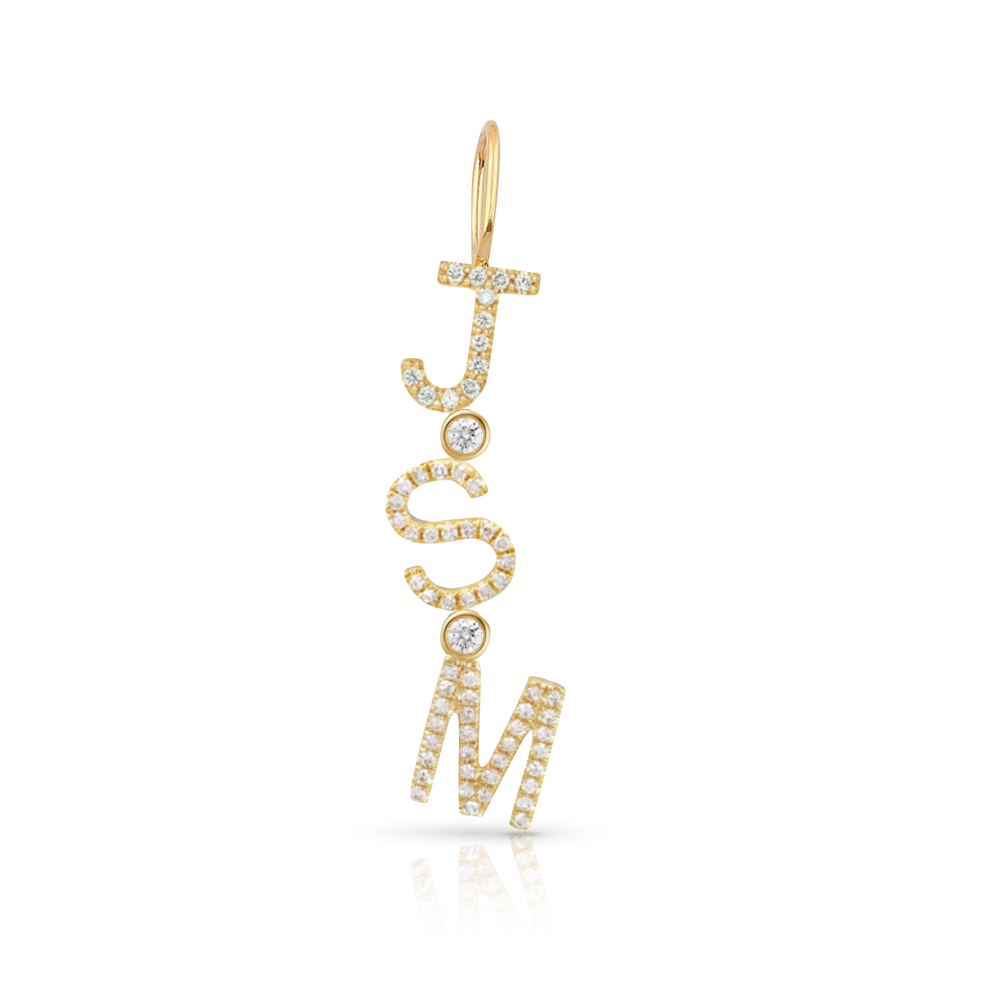 Diamond Multiple Initials + Bezels Charm