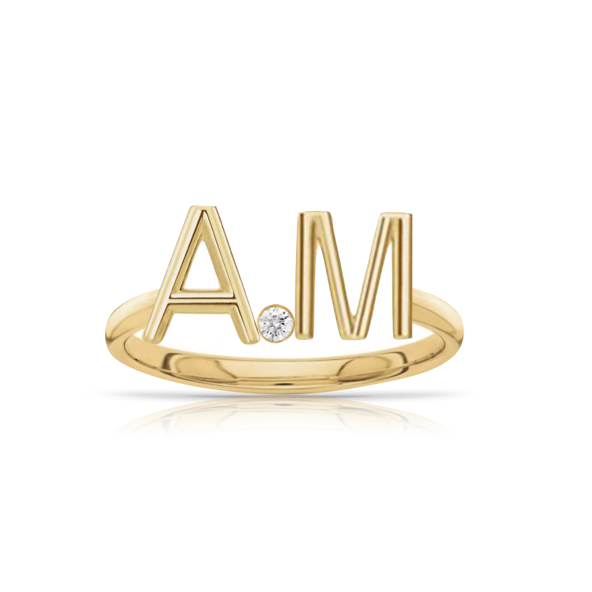 Solid Initials and Bezels Ring