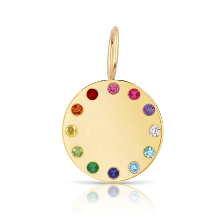 Gold Disc and Gemstones Charm
