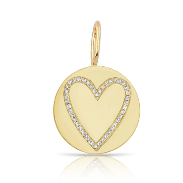 Gold Disc and Diamond Heart Charm