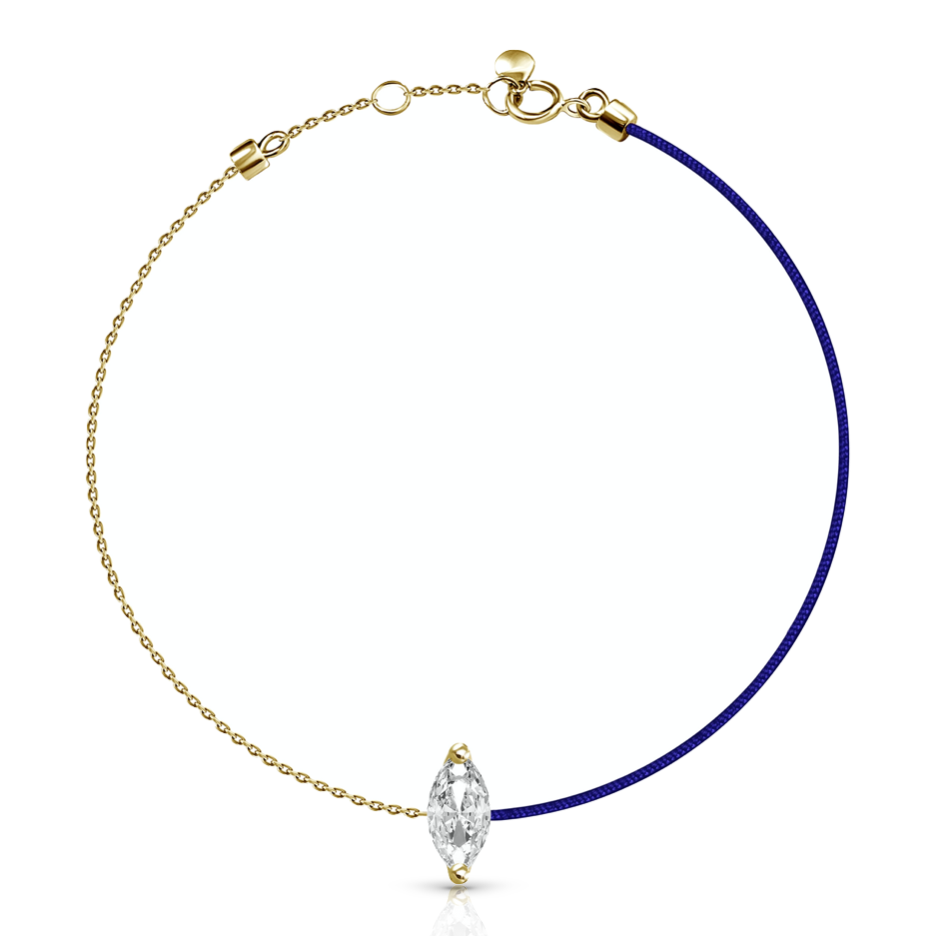18k Fancy Diamond Chain/Silk Cord Bracelet