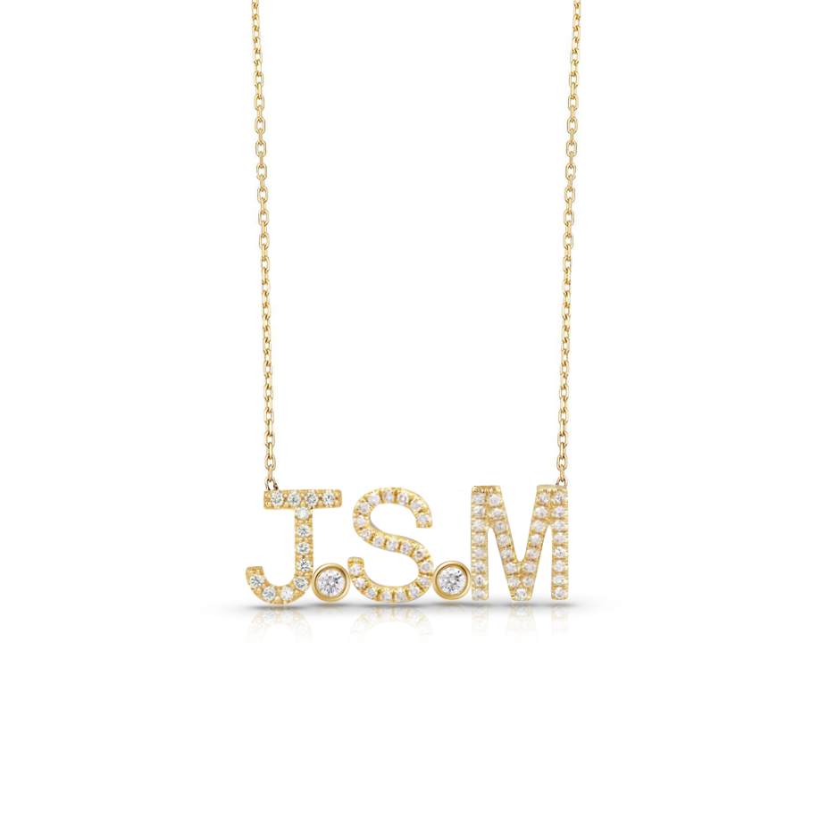 The ADEL Diamond Initials + Bezels Necklace