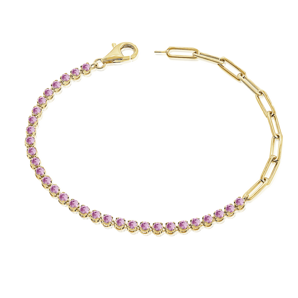 Half Gemstone Tennis Half PaperClip Bracelet – 770 Fine Jewelry