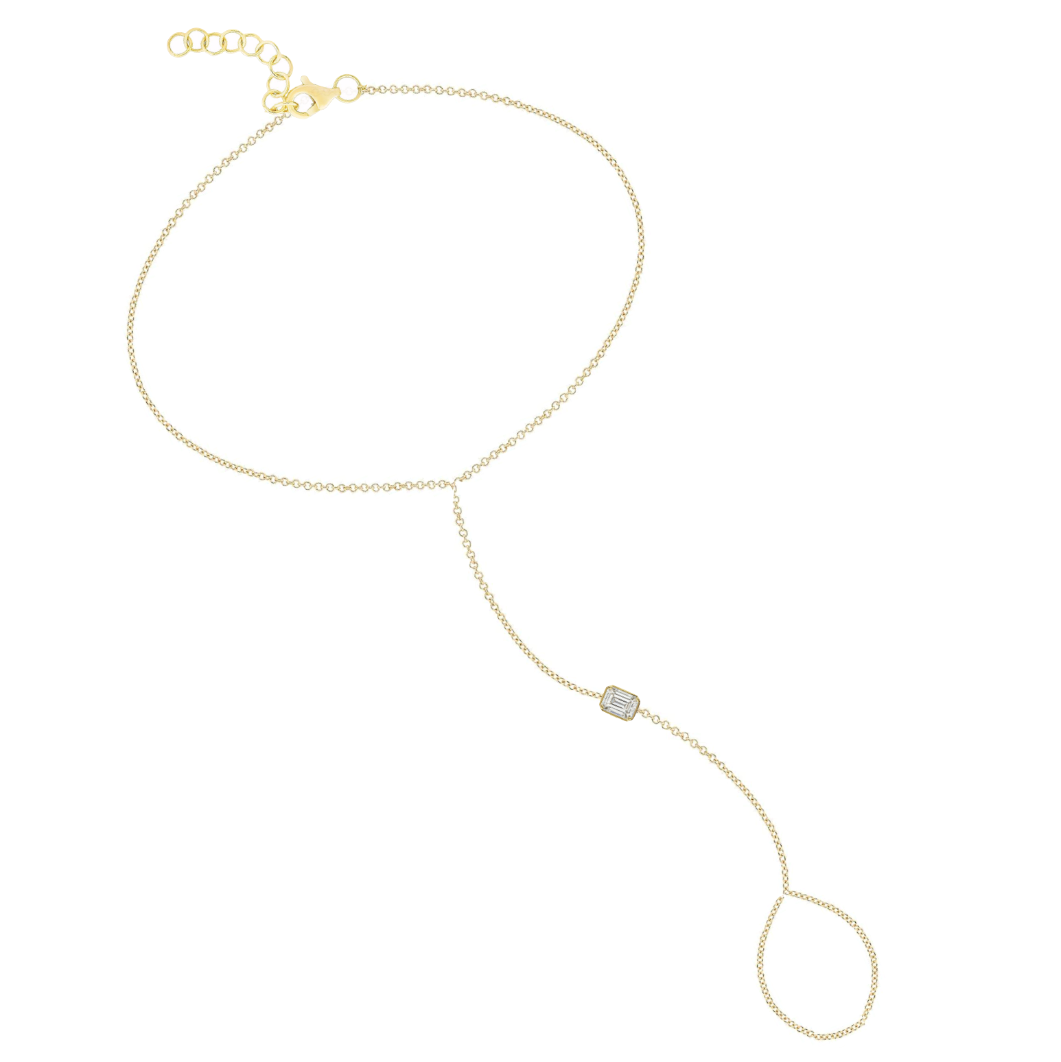 Single Fancy Shape Bezel Hand Chain Bracelet