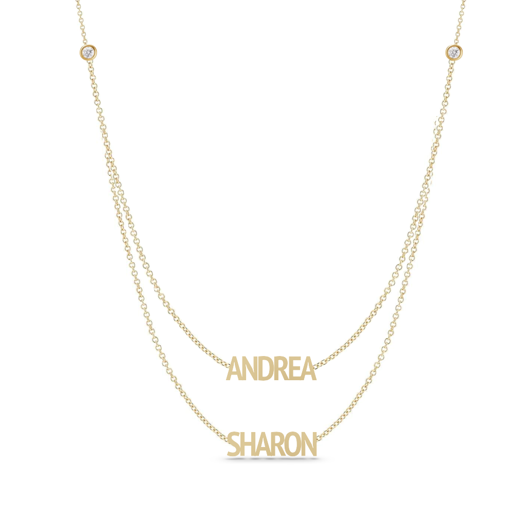Solid Layered Multiple Names Necklaces