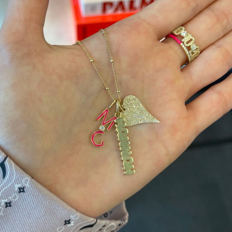 Gold Solid Name Charm