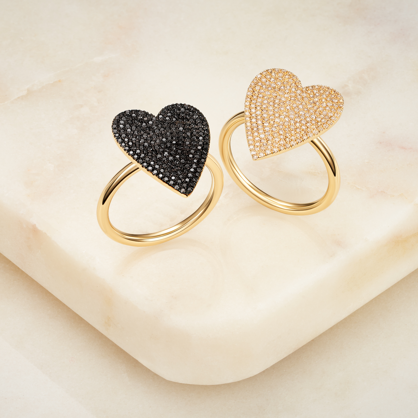 Jumbo Black Diamond Pave Heart Ring