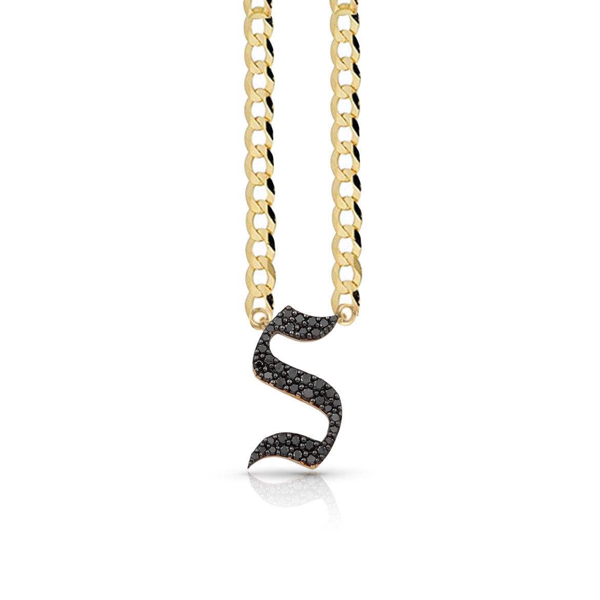 Pave Gothic Initial Cuban Link Necklace