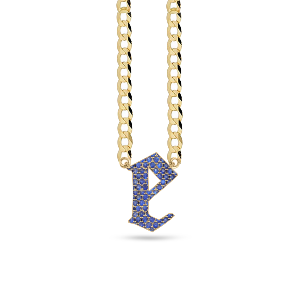 Pave Gothic Initial Cuban Link Necklace