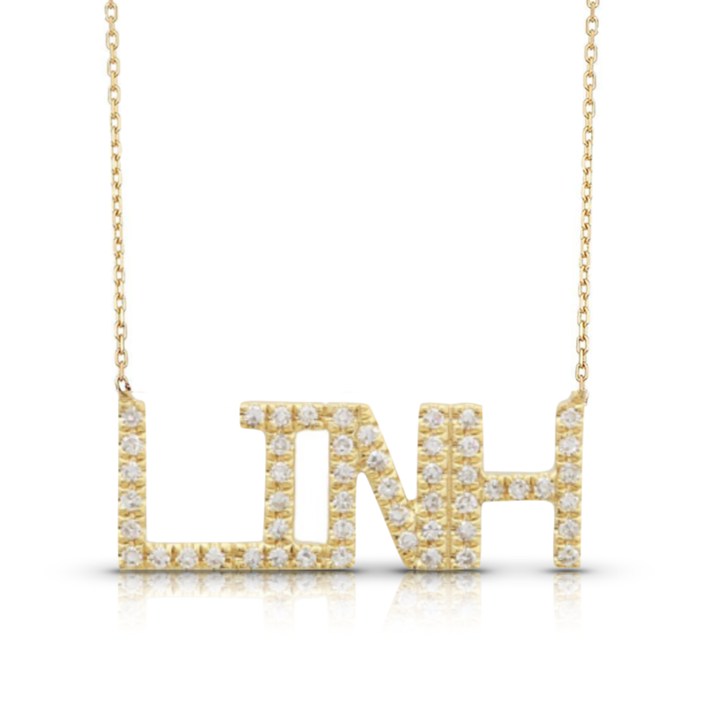 Large Diamond Pave Custom Name Necklace