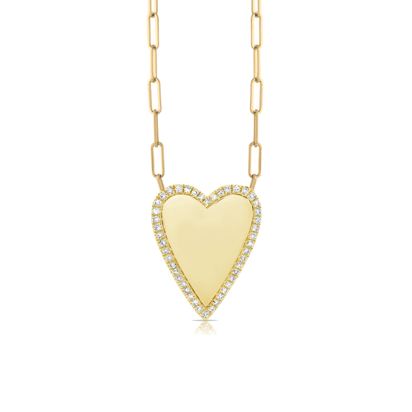 Pave Outline Heart Paperclip Necklace