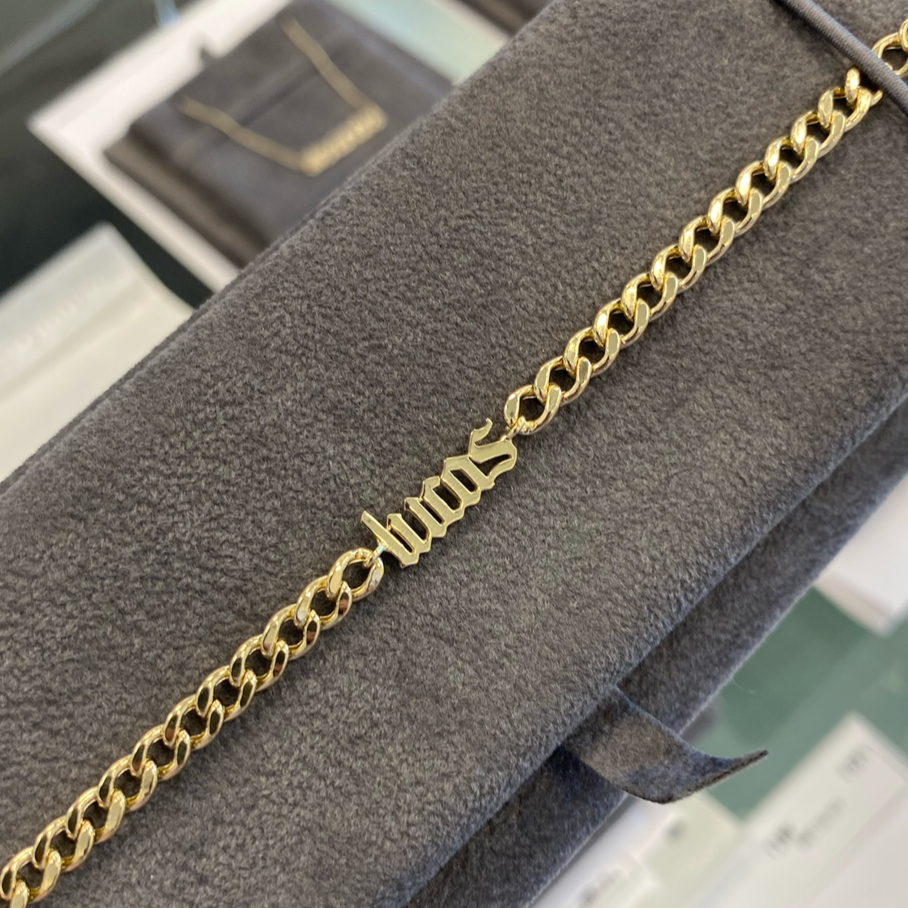 Custom Cuban Link Solid Gold Name Bracelet