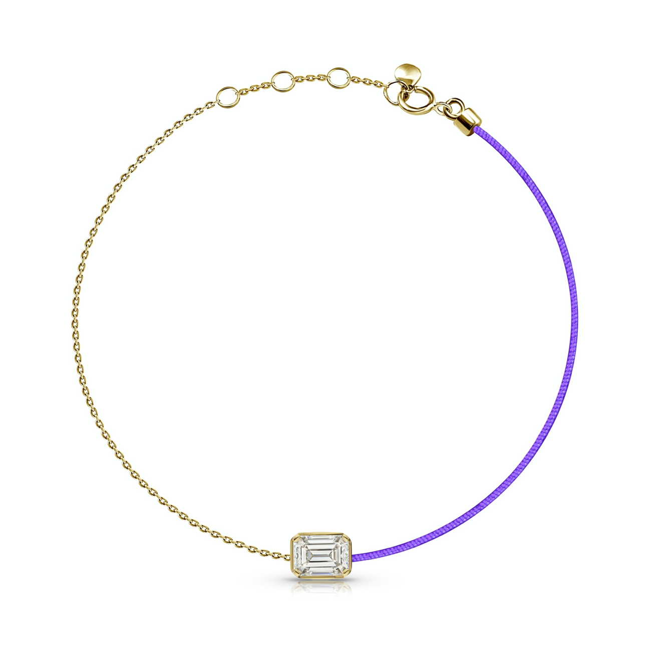 18k Fancy Diamond Bezel Chain/Silk Cord Bracelet