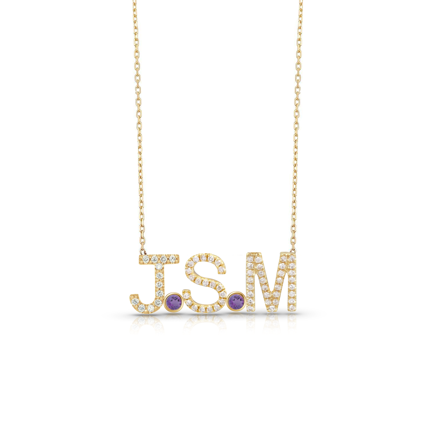The ADEL Diamond Initials + Bezels Necklace