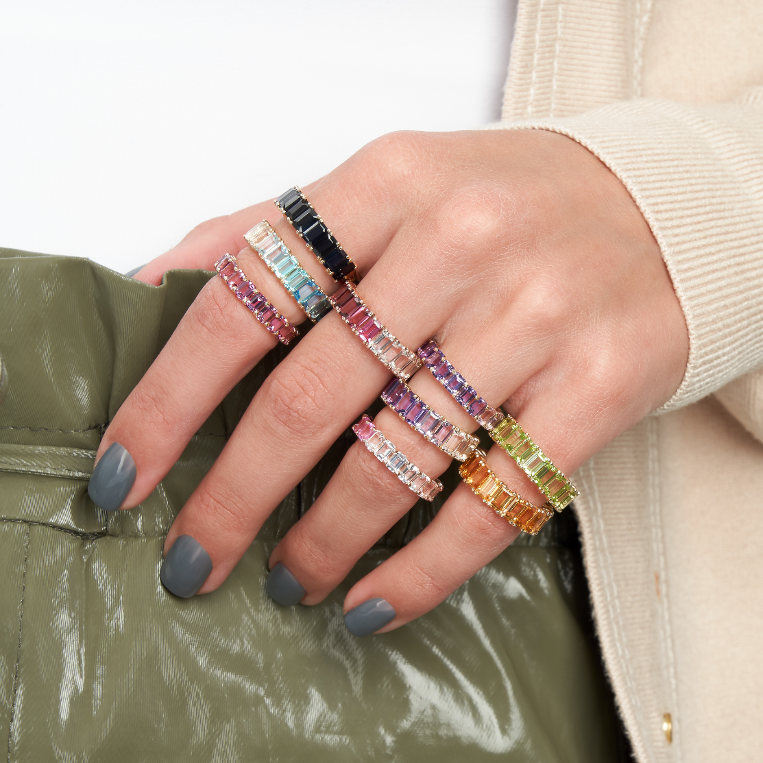 Gemstone sales eternity bands