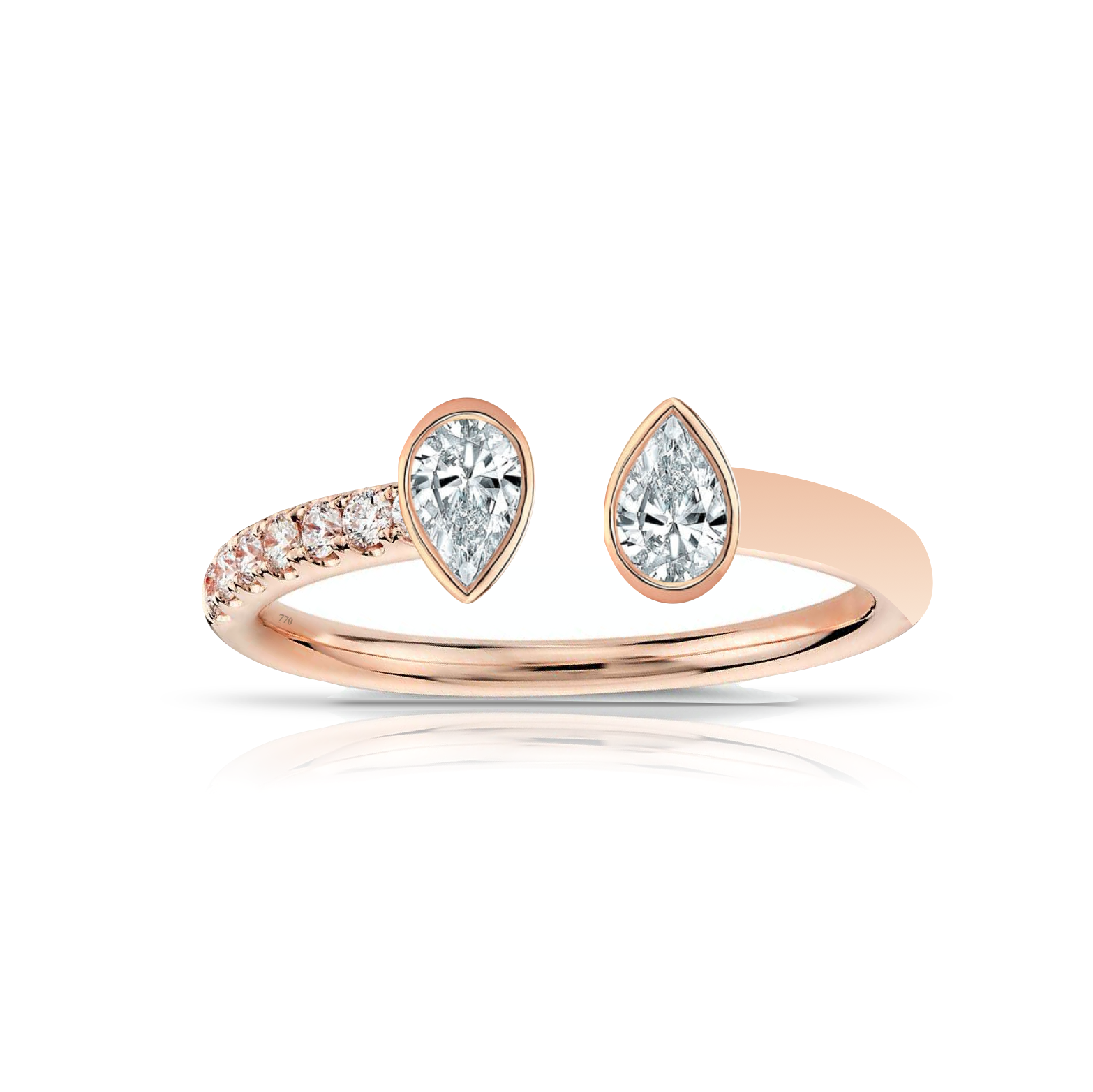 Multishape Diamond Bezels Statement Pave + Solid Cuff Ring