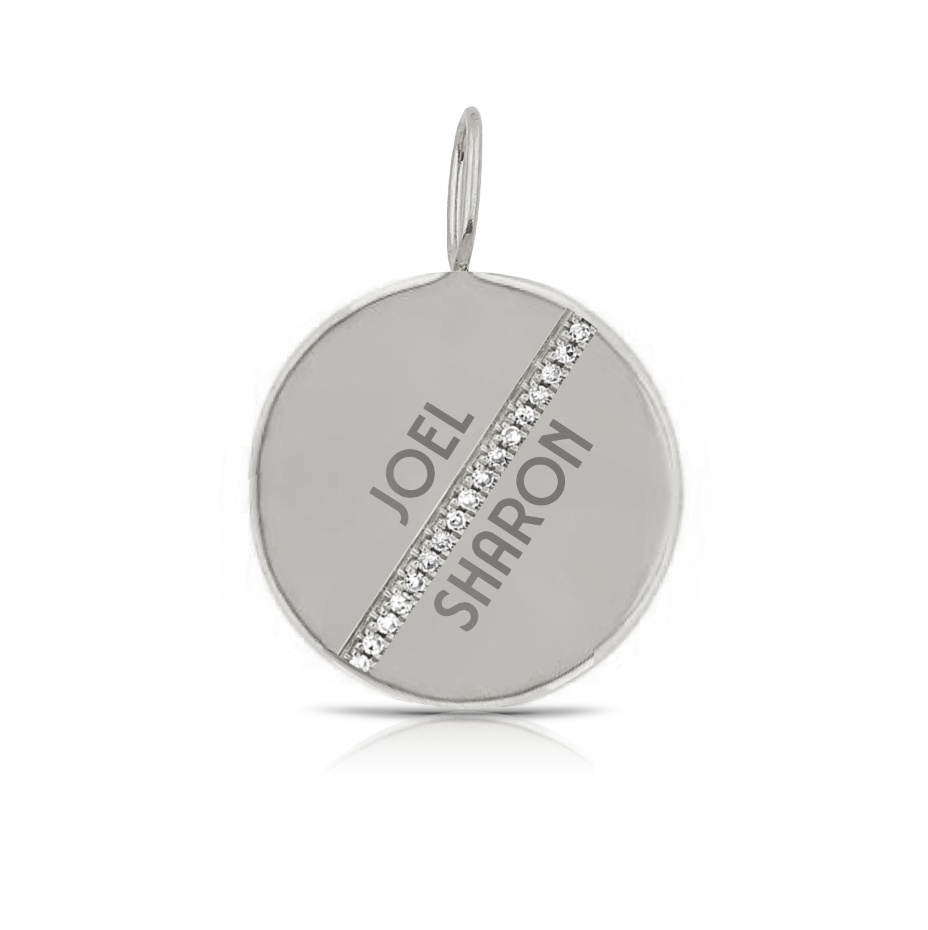 Custom Pave Diagonal Stripe Disc Charm