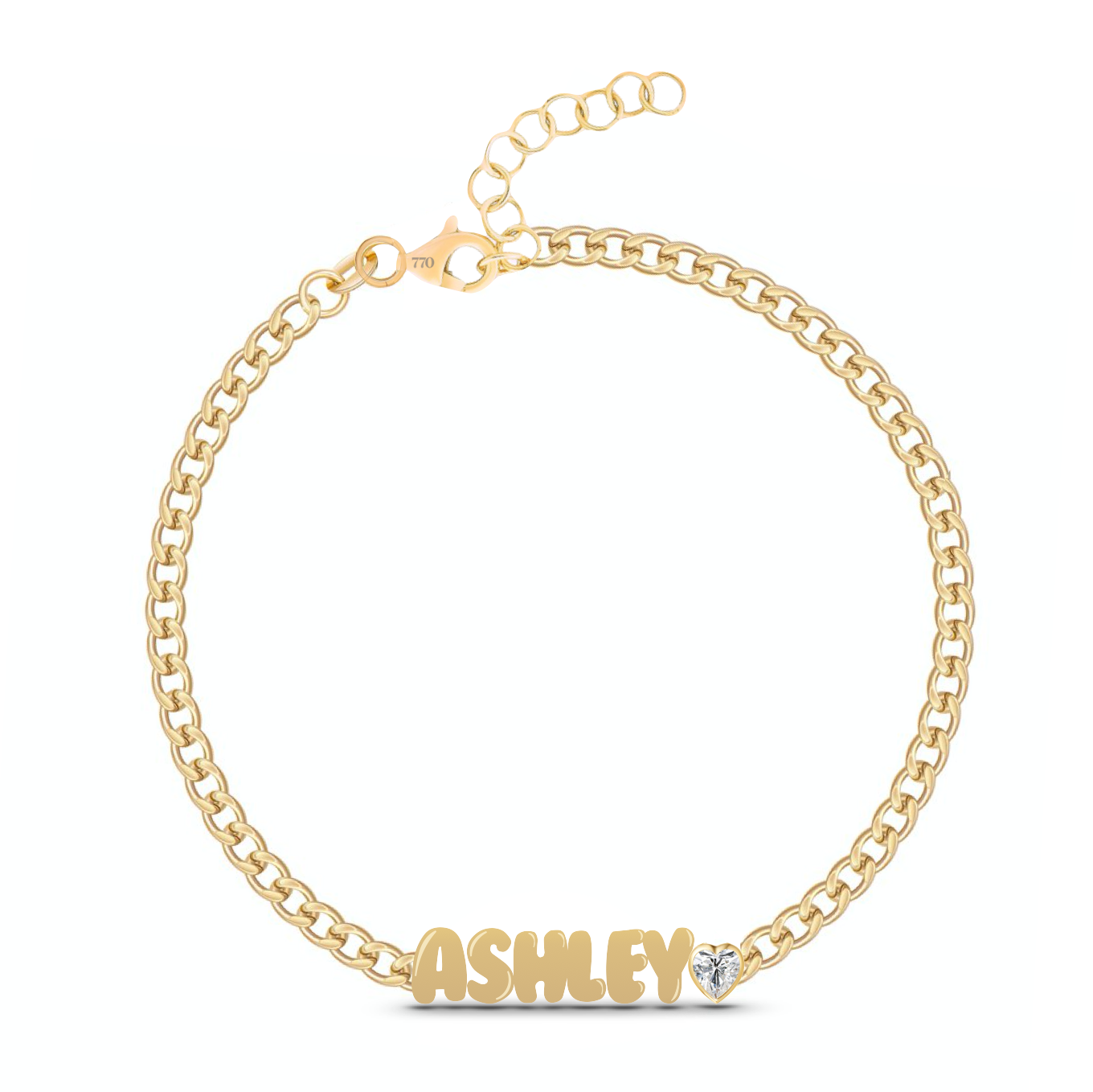 Custom Cuban Link Solid Name + Mixed Shapes Bracelet