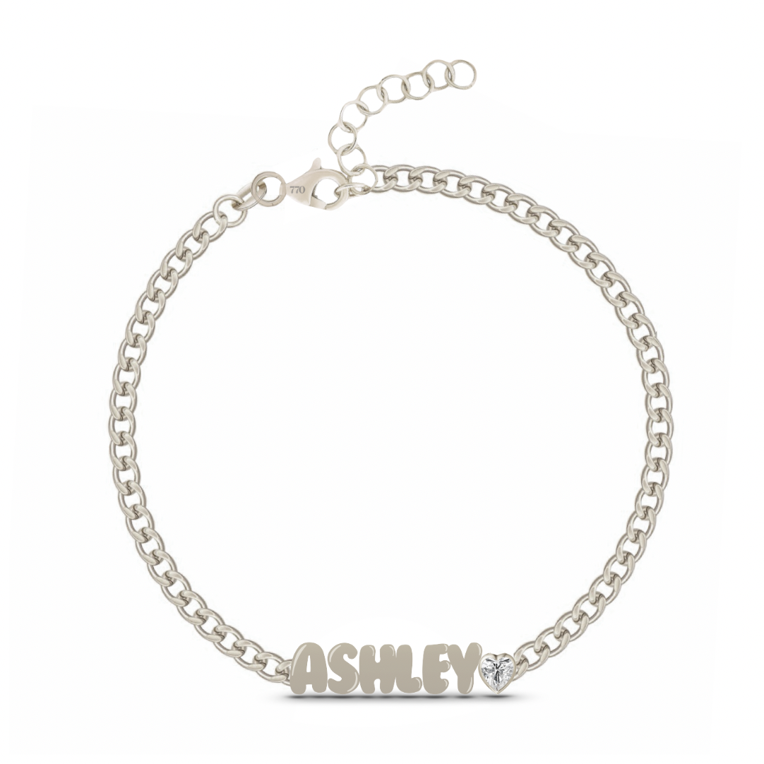 Custom Cuban Link Solid Name + Mixed Shapes Bracelet