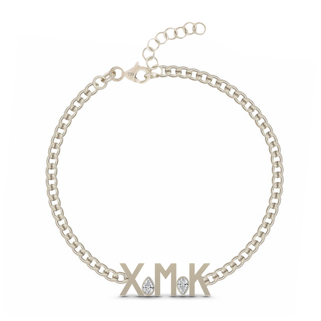 Custom Cuban Link Solid Initials + Mixed Shapes Bracelet