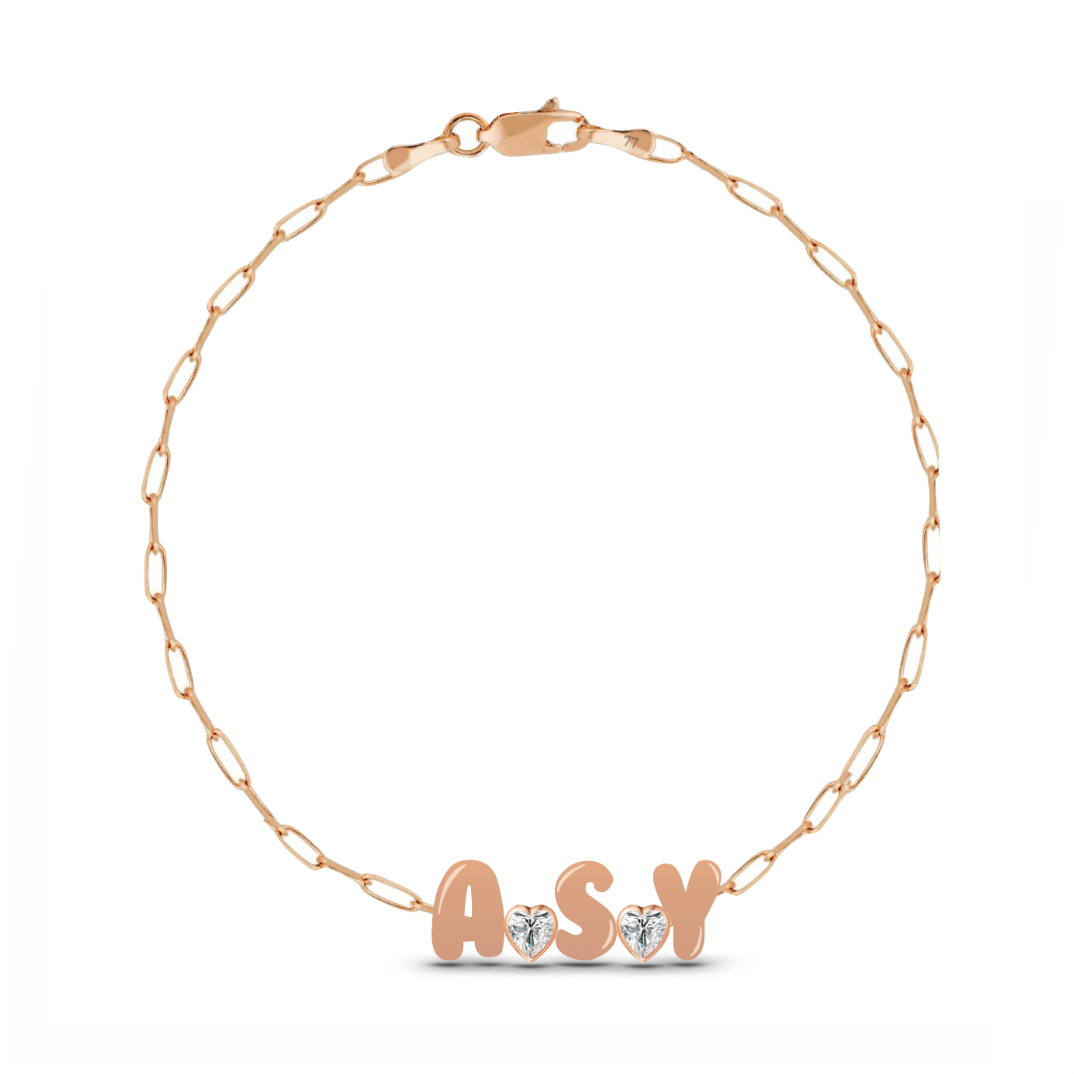 Custom Paperclip Link Solid Initials + Mixed Shapes Bracelet