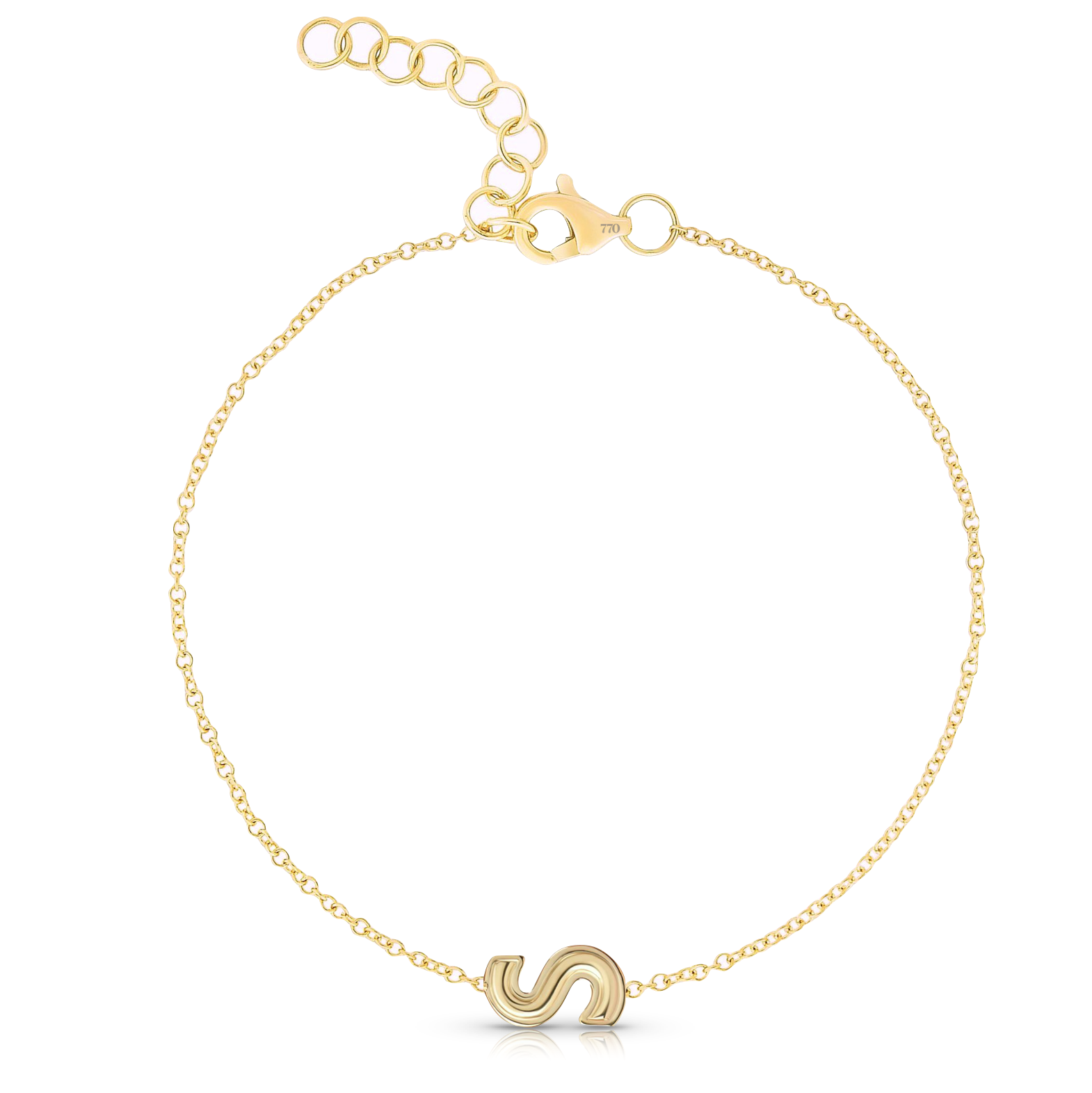 Helium Solid Outline Initial Bracelet