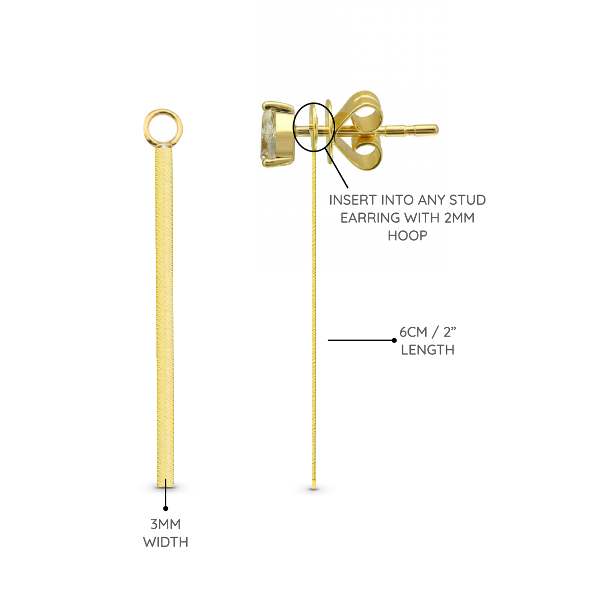 Chain Stud Herringbone Earring Charm