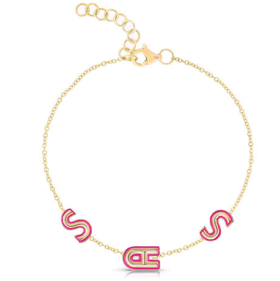 Helium Enamel Outline Multiple Initials Bracelet